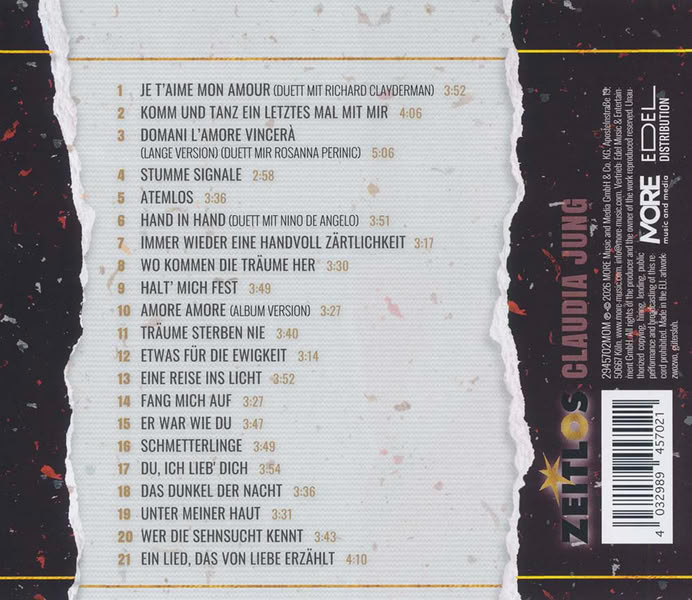 Claudia Jung Zeitlos Back-Cover der CD Album