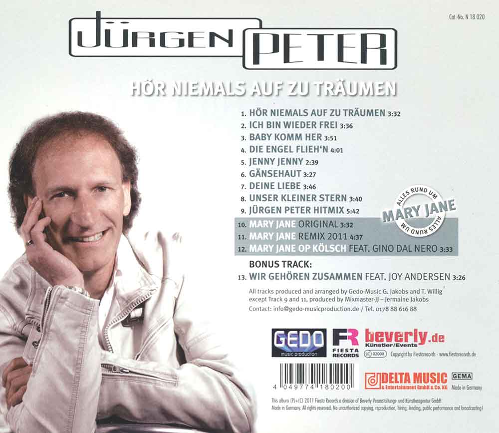 Hör Niemals Auf Zu Träumen Jürgen Peter Back-Cover 1 CD Album