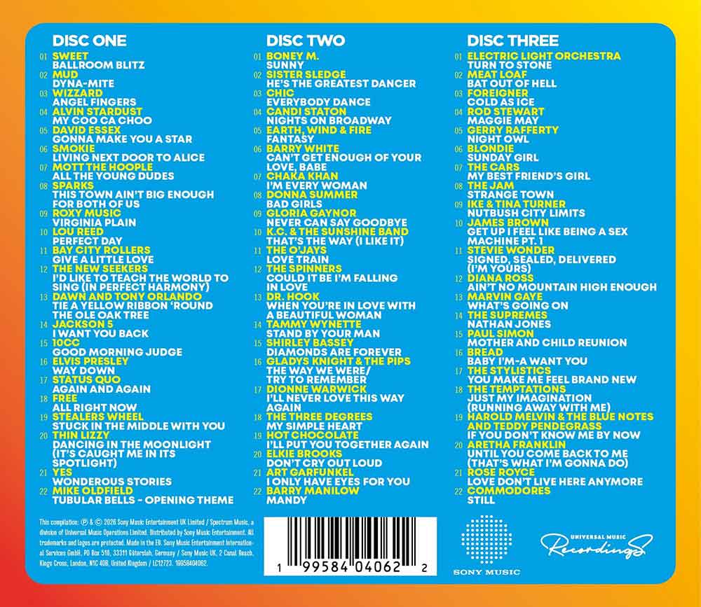 The Hits Album (Superstars The 70s) Back-Cover 3 CD Sampler