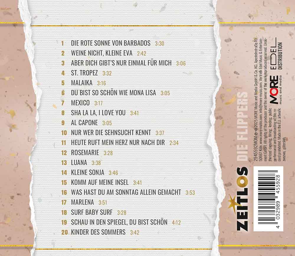 Die Flippers Zeitlos Die Flippers Back-Cover 1 CD Album