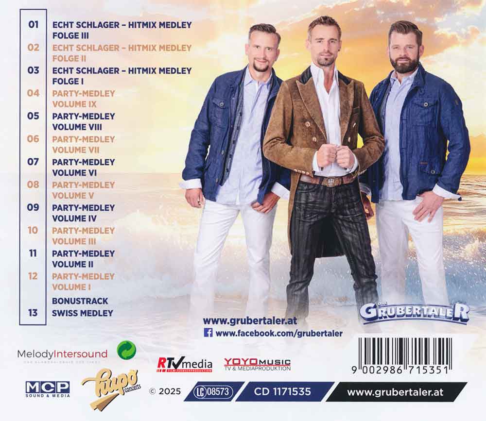 Schlager Party (84 Hits 13 Medleys) Die Grubertaler Back-Cover 1 CD Album