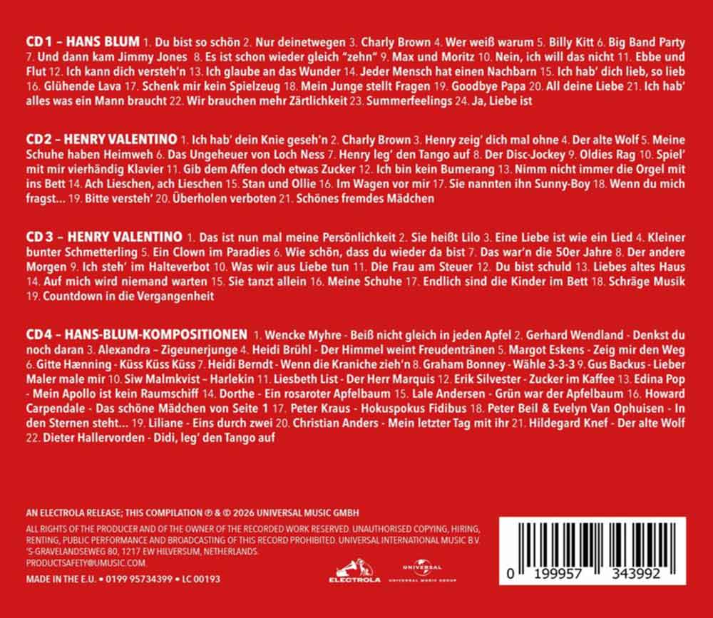 Electrola ... Das Ist Musik! Henry Valentino Back-Cover 4 CDs Album