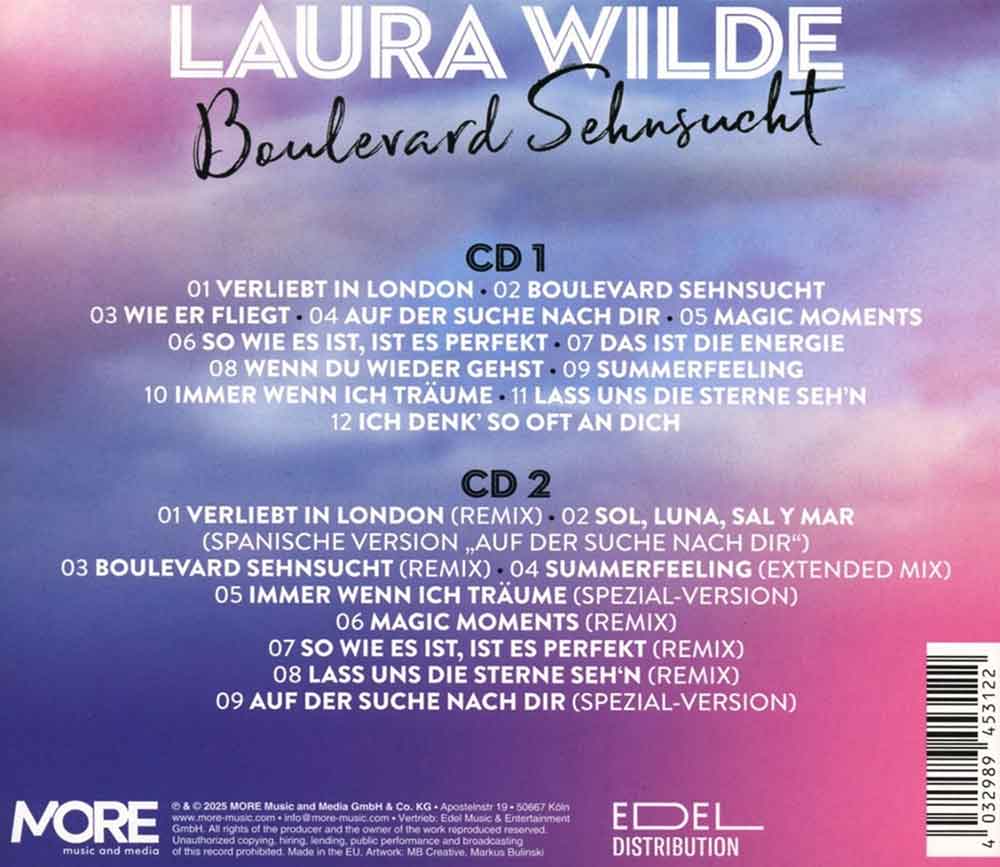 Laura Wilde Boulevard Sehnsucht - Deluxe Edition Laura Wilde Back-Cover 2 CDs Album