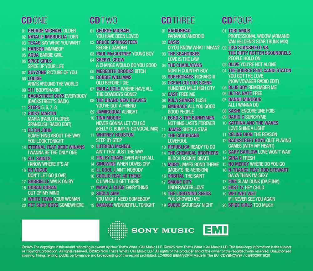 Now Yearbook 1997 Back-Cover 4 CD Sampler