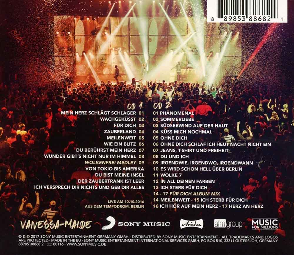 Für Dich - Live Aus Berlin Vanessa Mai Back-Cover 2 CDs Album