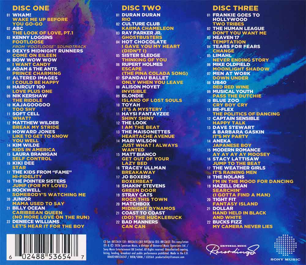80s Pop Explosion - Vol. 01 (1980-1984) Back-Cover 3 CD Sampler