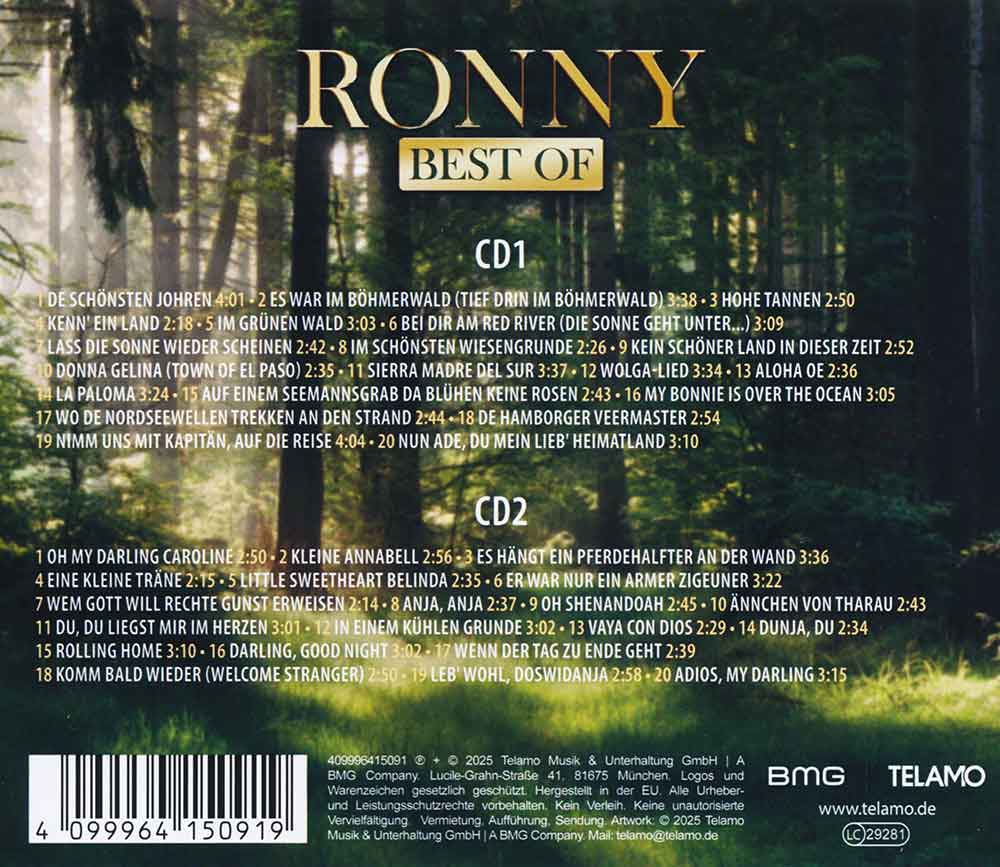 Ronny - Best Of Back-Cover 2 CD Volksmusik Album