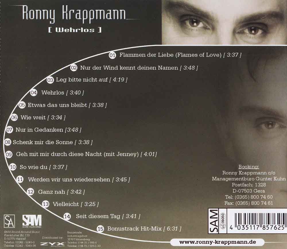 Ronny Krappmann - Wehrlos Back-Cover Schlager Album