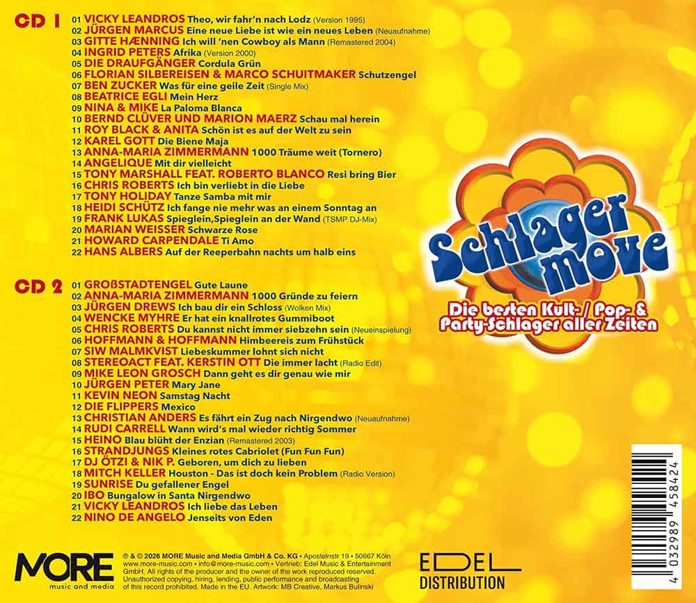 Schlagermove (Die Besten Kult-, Pop- & Partyschalger Aller Zeiten) (2 CD) (2026) CD Album Backcover