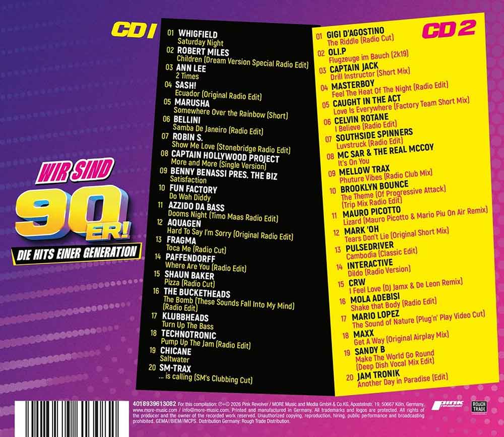 Wir Sind 90er! (Die Hits Einer Generation) Back-Cover 2 CD Sampler
