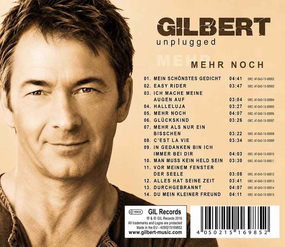 Gilbert - Mehr Noch (Unplugged) (2016) CD Album Backcover