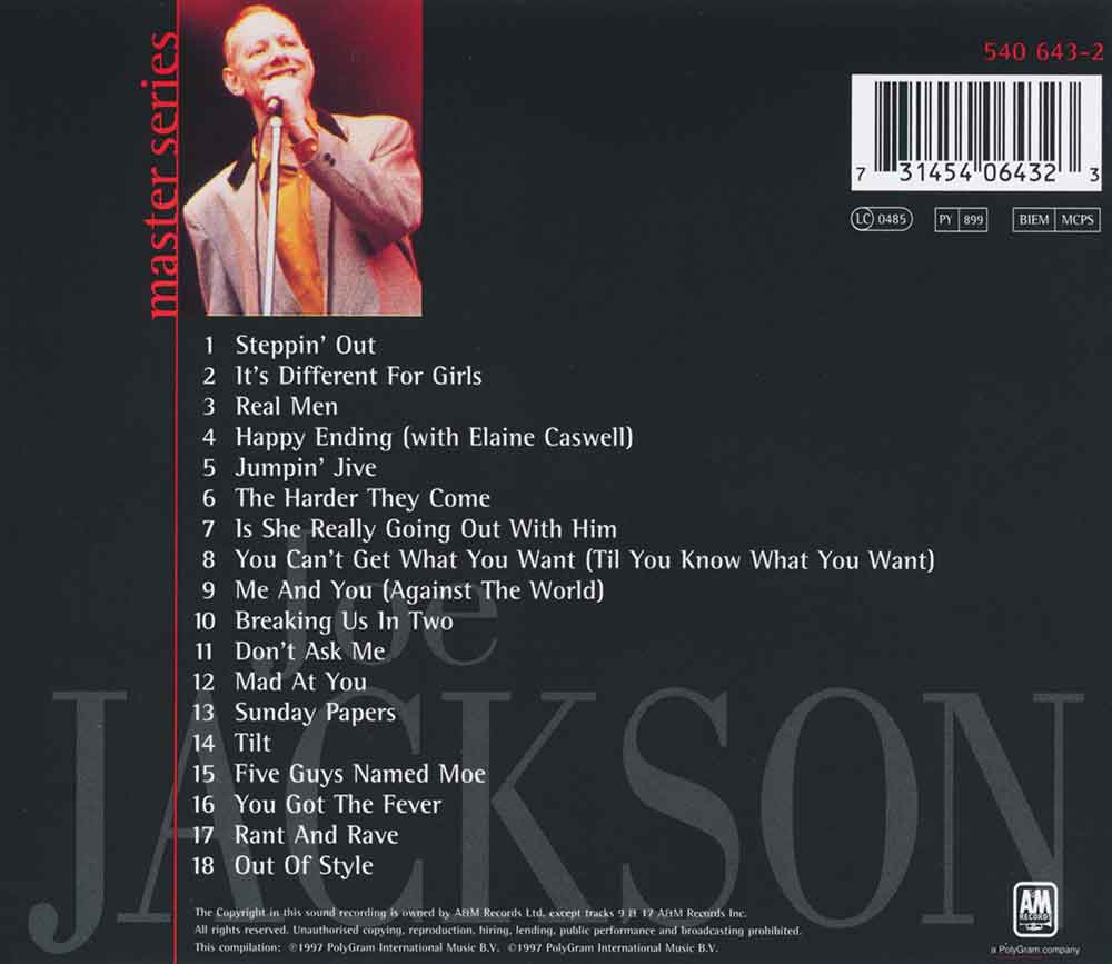 Joe Jackson - Master Series (1997) CD Album Backcover