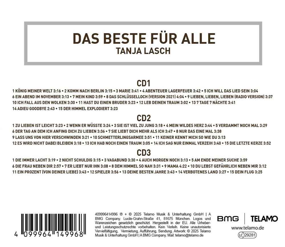 Tanja Lasch - Das Beste Für Alle (3 CD) (2025) CD Album Backcover