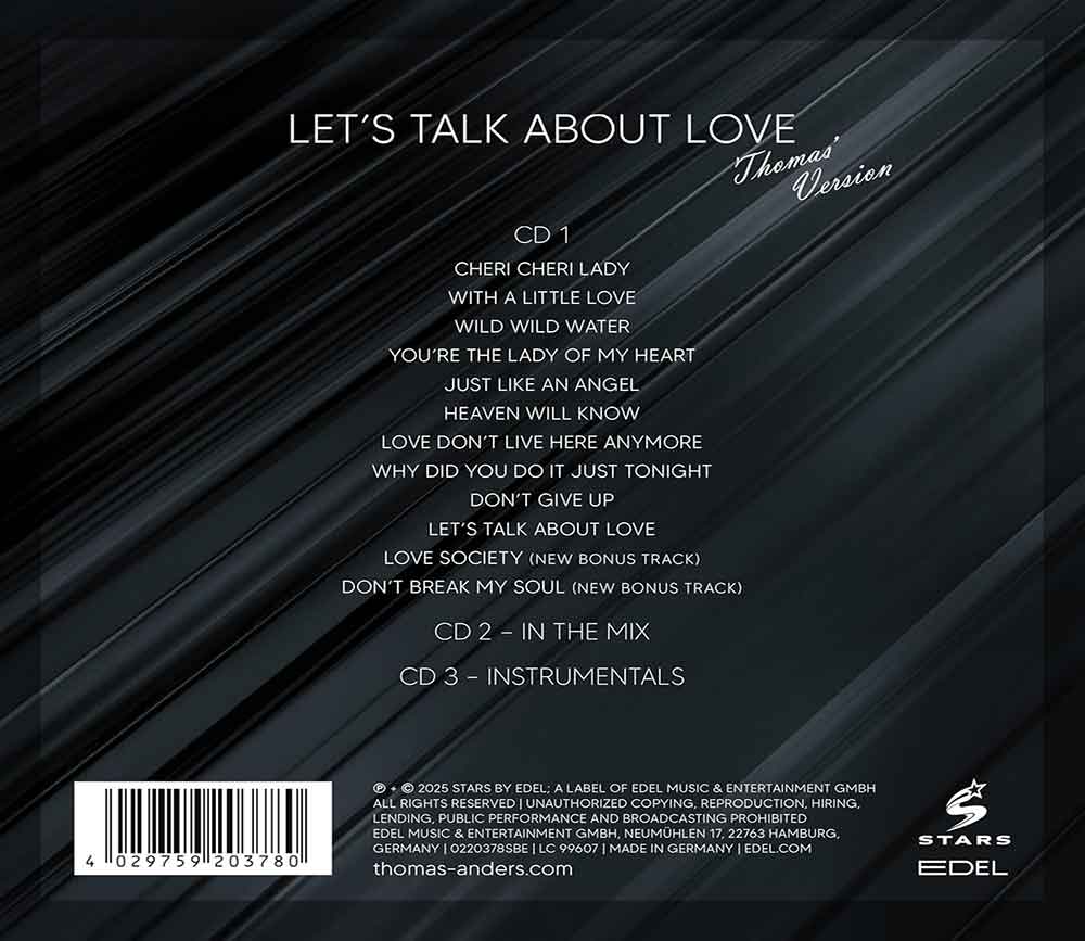 Thomas Anders - … Sings Modern Talking (Let's Talk About Love) (3 CD) (2025) CD Album Backcover