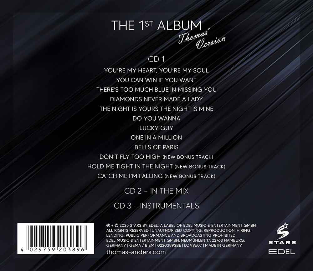 Thomas Anders - … Sings Modern Talking (The 1st Album) (3 CD) (2025) CD Album Backcover