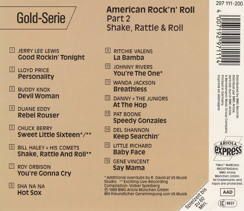 American Rock 'N' Roll (Part 2) (Shake, Rattle & Roll) (Gold-Serie) (1988) CD Album Backcover