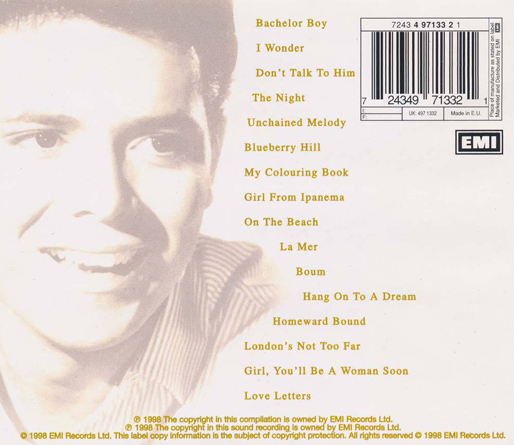 Cliff Richard - 1960s (1998) CD Album Backcover