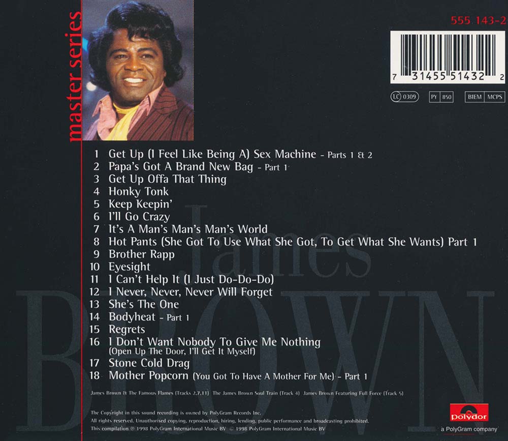 James Brown - Master Series (1998) CD Album Backcover
