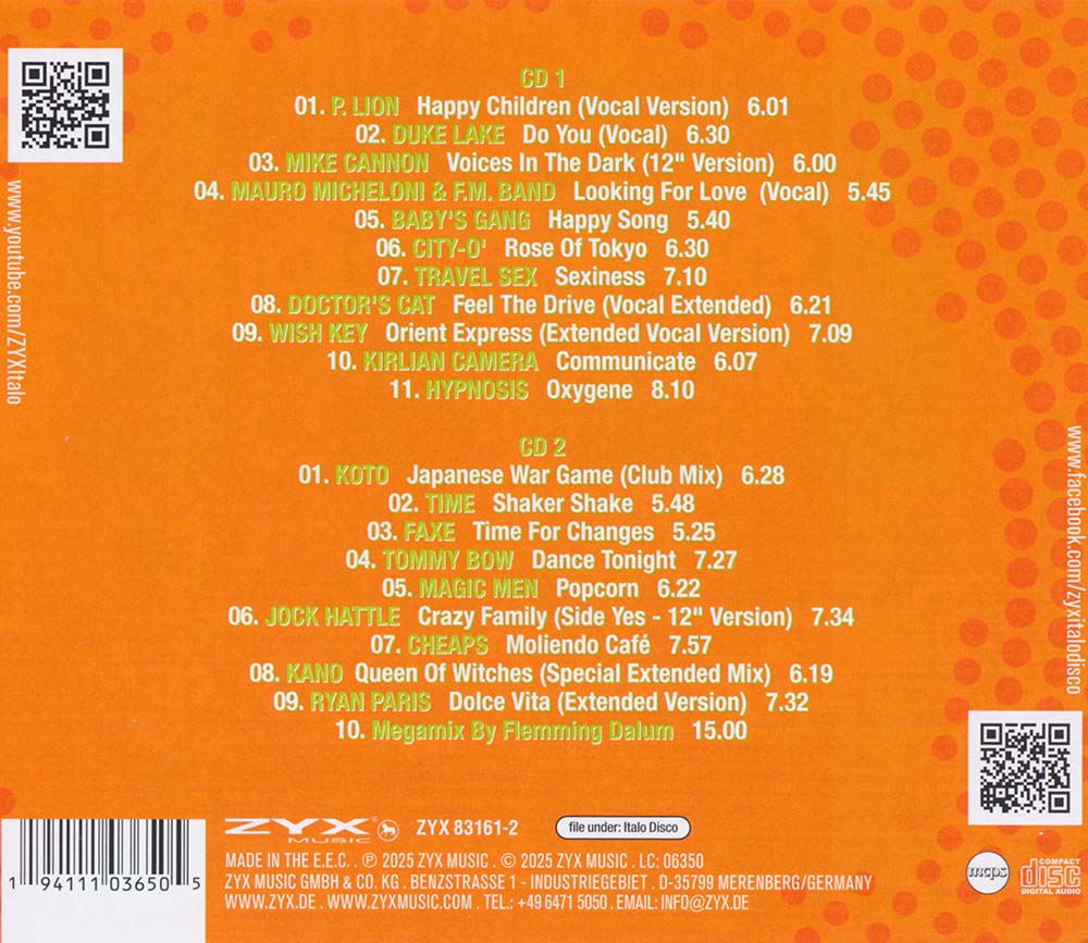 ZYX Italo Disco History (1983) - Vol. 02 (2 CD) (2025) CD Album Backcover