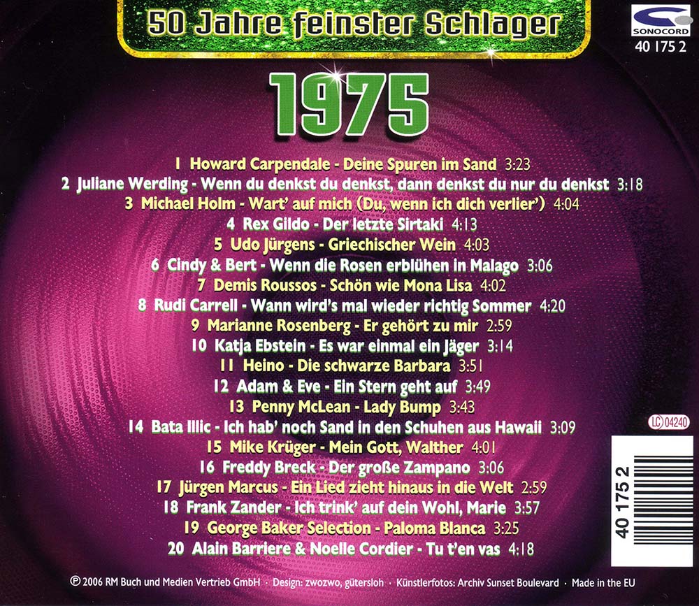 50 Jahre Feinster Schlager (1975) (2006) CD Album Backcover