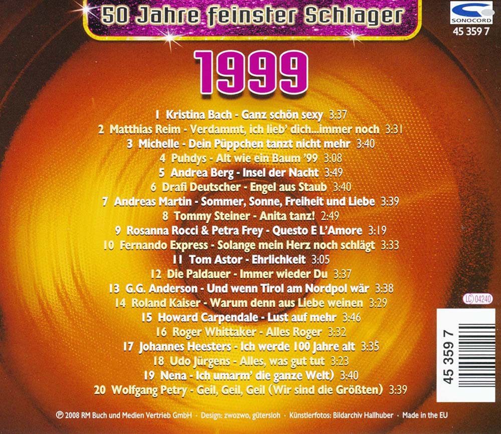 50 Jahre Feinster Schlager (1999) (2008) CD Album Backcover