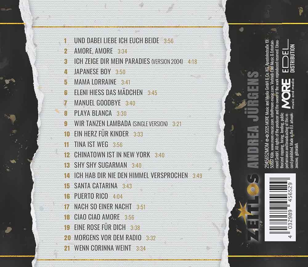 Andrea Jürgens - Zeitlos (2025) CD Album Backcover