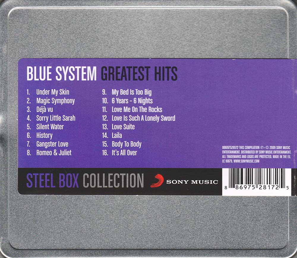Blue System - Greatest Hits (Steel Box Collection) (2009) CD Album Backcover